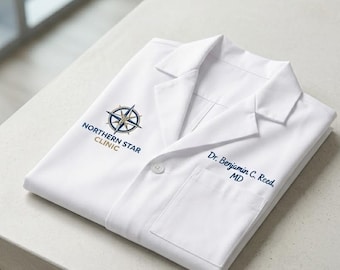 Custom Embroidered Doctor Lab Coat: Personalized Text or Logo Medical White Coat