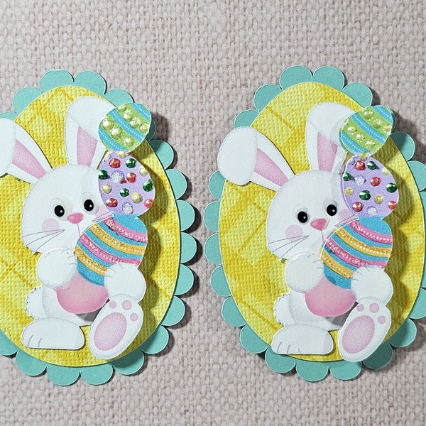 Bunny Easter Egg Scrapbook Embellishments, Easter Card Topper, 3d, paper piecing, Banner, Gift Tag