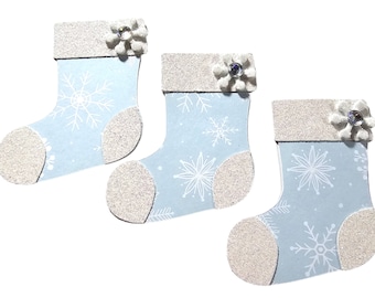 Winter Christmas Stockings, Scrapbook Embellishment, Paper piecing, Christmas Stocking die cut