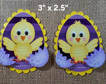 Easter Egg Chick Scrapbook Embellishments, Easter Card Topper, 3d, paper piecing, Banner, Gift Tag