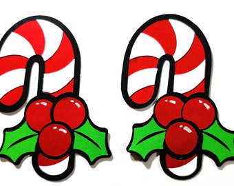 Christmas candy cane scrapbook embellishments, Christmas Embellishments, Snowman Die cut, Christmas Card Topper, tag, ornament