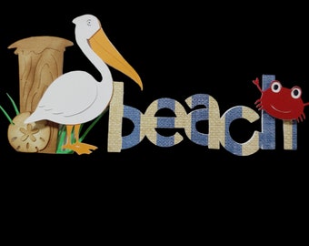 Beach Scrapbook Embellishment, seaside collage, Paper Embellishment, Beach Title, Handmade Scrapbook Embellishment