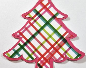 Christmas Plaid Tree Scrapbook Embellishments, Christmas tree tags, Card embellishments, Plaid Tree tags