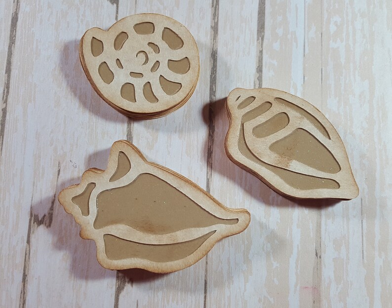 Scrapbook Shell Die cuts Shell Embellishments Card Topper Etsy