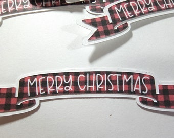 Merry Christmas banner, Die Cut, Confetti, Card topper, Scrapbook Embellishments