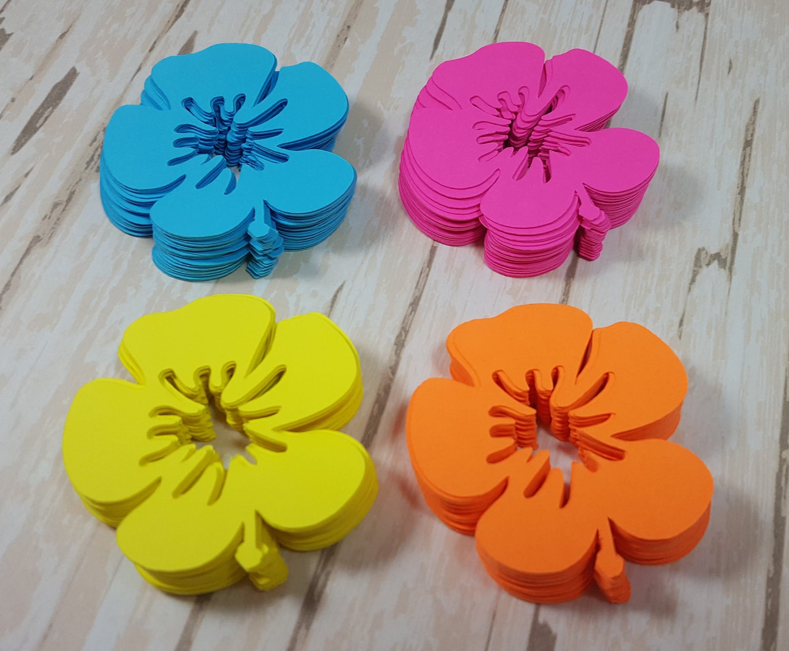 Hibiscus scrapbook flowers Die cut flowers Bright colors Etsy