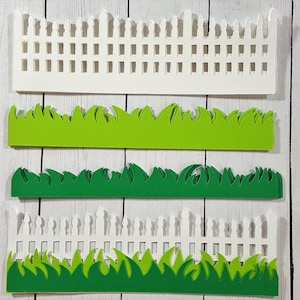 Grass and fence die cut, Card topper, Card candy