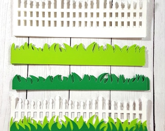 Fence and Grass die cut, Card topper, Card candy