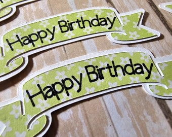 Happy Birthday banner, Die Cut, Confetti, Card topper, Scrapbook Embellishments, Straw embellishment