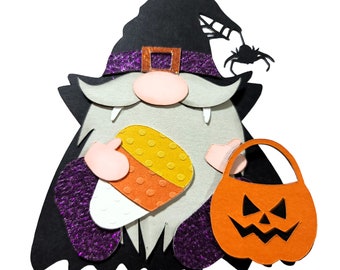 Cute Halloween Dracula Gnome, Halloween gnome embellichment, Gnome die cut, Gnome card topper