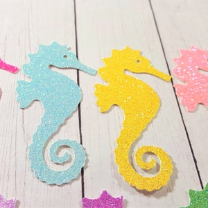 Glitter Sea horse die cut, Ocean Scrapbook embellishment, Glitter Seahorse, Set of 12