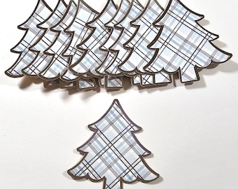 Christmas Plaid Tree Scrapbook Embellishments, Christmas tree tags, Card embellishments, Plaid Tree tags