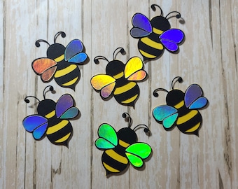 Bee Embellishment, 6 bee die cut, Card topper, Bee paper piecing, Handmade Scrapbook Embellishment