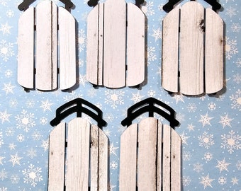 Winter Sled Die Cuts, Christmas Die cuts, Sled Scrapbook Embellishment, Card Embellishments