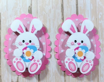 Bunny Easter Egg Scrapbook Embellishments, Easter Card Topper, 3d, paper piecing, Banner, Gift Tag