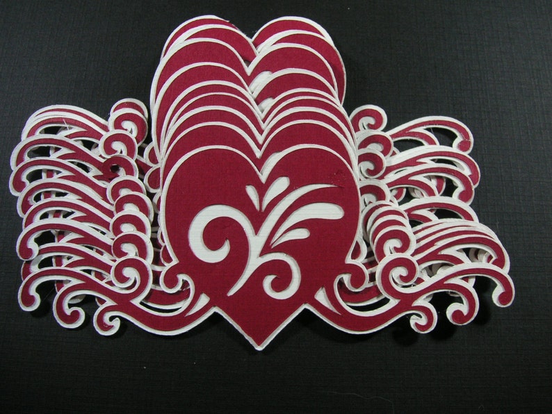 10 Heart Scrapbook Embellishment Heart Card Topper Heart Die | Etsy