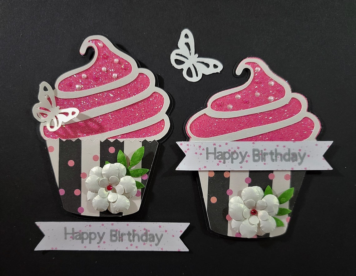 Cupcake Embellissement Cupcake die cut Joyeux anniversaire Etsy France