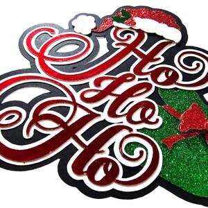 Ho Ho Ho Christmas Title Scrapbook embellishment, Christmas die cut, Ho Ho Ho Card topper