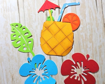 Pineapple Drink Die Cut: Tropical Scrapbook Embellishment