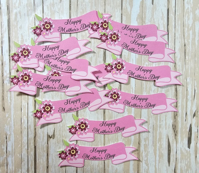 Happy Mother's Day banner, Die Cut, Confetti, Card topper, Scrapbook Embellishments image 9