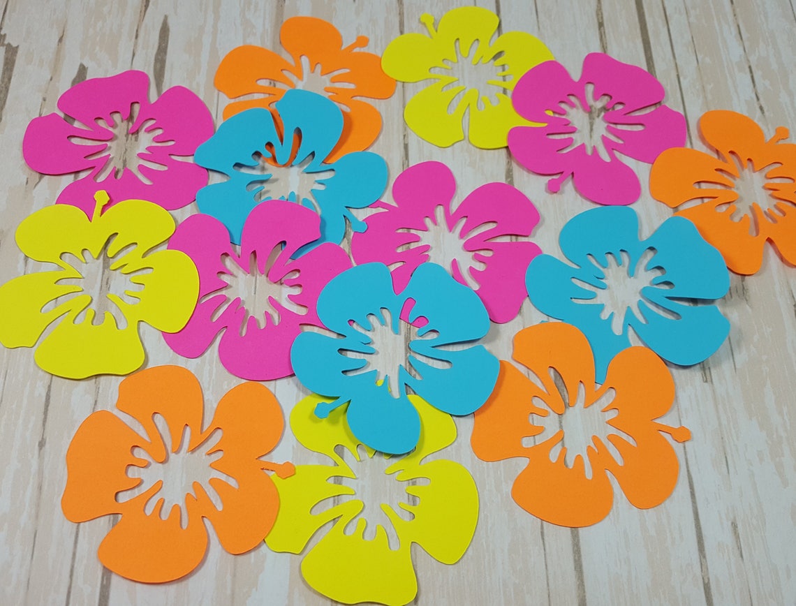 Hibiscus scrapbook flowers Die cut flowers Bright colors Etsy