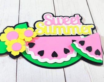 Watermelon Scrapbook Embellishment: Heart Seeds & Yellow Flowers