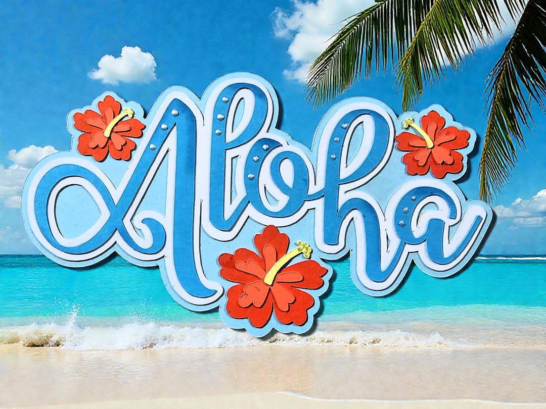 Aloha Scrapbook Title Die Cut, Beach Vacation . Hawaii, Summer Card ...