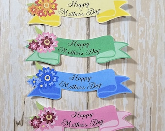 Happy Mother's Day banner, Die Cut, Confetti, Card topper, Scrapbook Embellishments