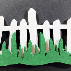 Grass and fence die cut, Card topper, Card candy