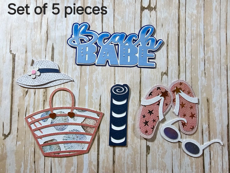 Beach Babe Die Cut, Beach Scrapbook Embellishment. Summer Card Topper, Mothers Day die cuts afbeelding 2