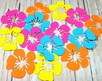Hibiscus scrapbook flowers, Die cut flowers, Bright colors, Hawaiian flowers, Tropical flowers