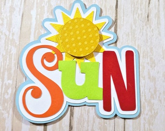 Sun Title SummerSun scrapook Embellishment Summer Sun Card Topper