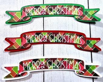 Merry Christmas banner, Die Cut, Confetti, Card topper, Scrapbook Embellishments