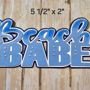 Beach Babe Die Cut, Beach Scrapbook Embellishment. Summer Card Topper, Mothers Day die cuts afbeelding 4