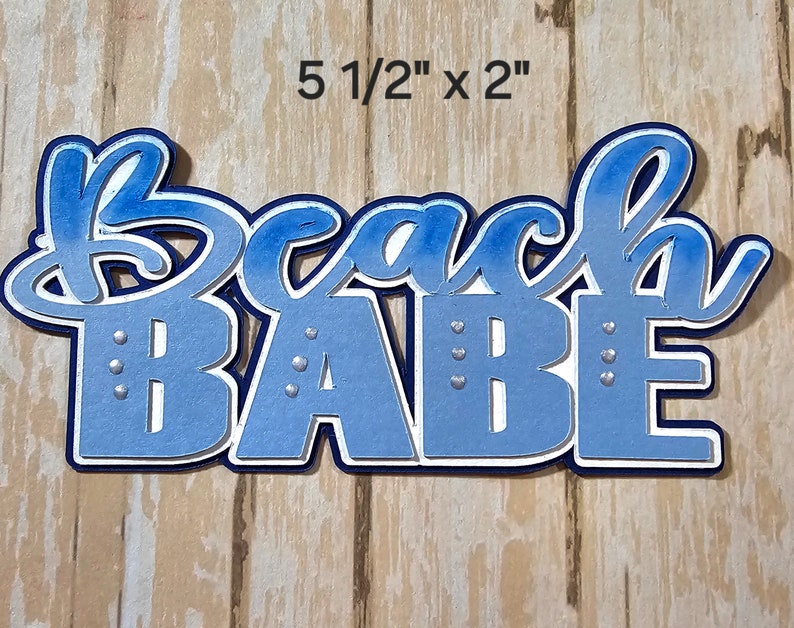 Beach Babe Die Cut, Beach Scrapbook Embellishment. Summer Card Topper, Mothers Day die cuts afbeelding 4