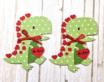 Valentine dinosaur scrapbook embellishments, Valentine Dinosaur die cut, dinosaur Card topper