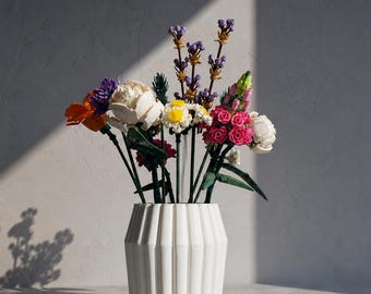 Jarrón minimalista blanco acanalado / Jarrón impreso en 3D / Decoración moderna para el hogar / Jarrón de estética neutra / Jarrón para flores / Regalo para ella