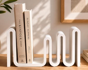 Moderne sculpturale boekhouder | 3D-geprint PLA-bureaudecor, standaard in Scandinavische stijl