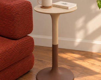 Reversible 3D Printed Pedestal Side Table, Custom Two-Tone Accent Table