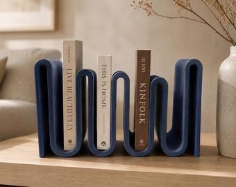 Soporte para libros escultural, estante de escritorio moderno, decoración Japandi, organizador de libros PLA