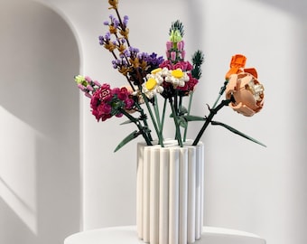 レゴフラワーベース｜レゴ植物用3Dプリントリブ付き花瓶｜モダンな装飾花瓶｜レゴファンへのユニークなギフト
