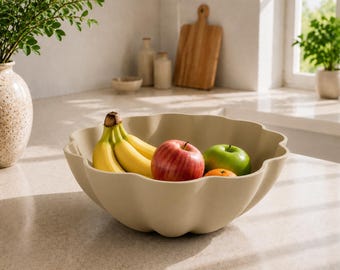Modern Wavy-Edge Fruit Bowl | Sculptural Centerpiece, 3D Printed PLA Decor