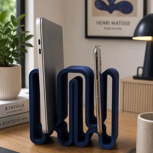 3D Printed Dual Laptop Stand, Vertical MacBook iPad Desk Organizer