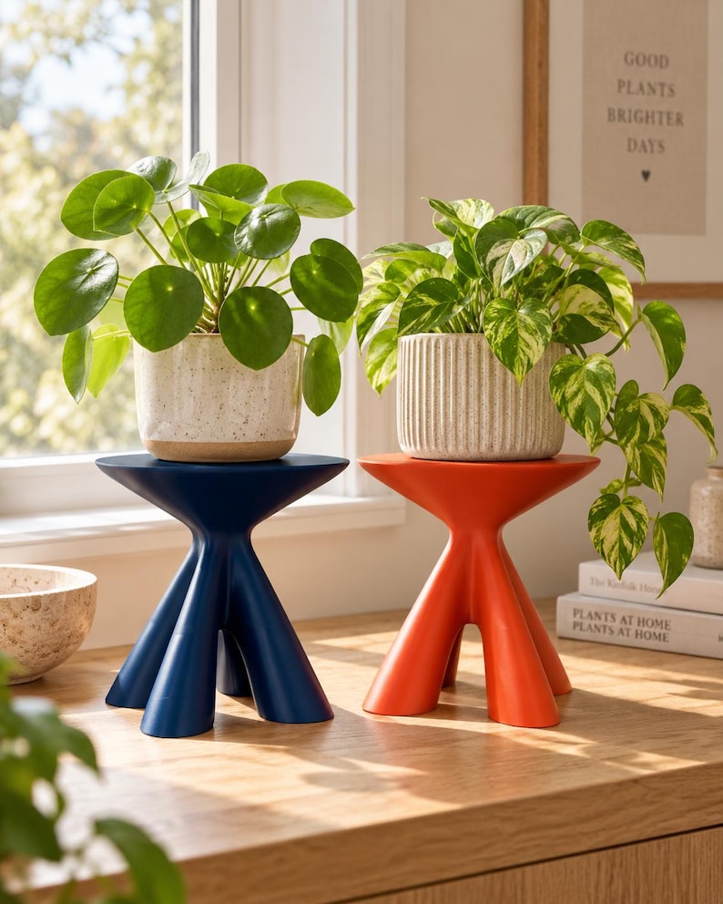Soporte para plantas escultural impreso en 3D, pedestal elevador minimalista moderno, 5 tamaños. imagen 5
