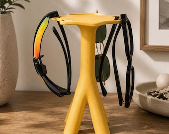 Sculptural Sunglasses Organizer Stand, Holds 7 Pairs, Key Tray, Entryway Decor