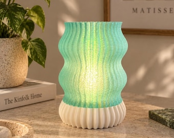 3D Printed Mini Wavy Table Lamp, Colorful Ambient LED Lamp, Modern Bedside Night Light, Custom Color Lamp, Cozy Home Decor Gift