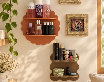 Wavy Wall Shelf, 3D Printed Floating Shelf, Colorful Wall Organizer, Bathroom Perfume Shelf, Bedroom & Entryway Decor