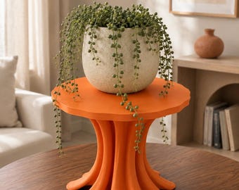 3D Printed Sculptural Plant Stand, Modern Organic Fluted Riser, Cake Dessert Display (3 Sizes)
