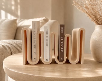 Modern Sculptural Book Holder, Minimalist Japandi Decor, 3D Printed Organizer