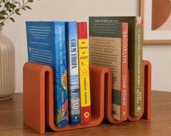 Modern Wave Book Holder for Desk, Decorative Book Stand, Minimalist Book Organizer, Scandinavian Bookshelf Decor, Book Lover Gift